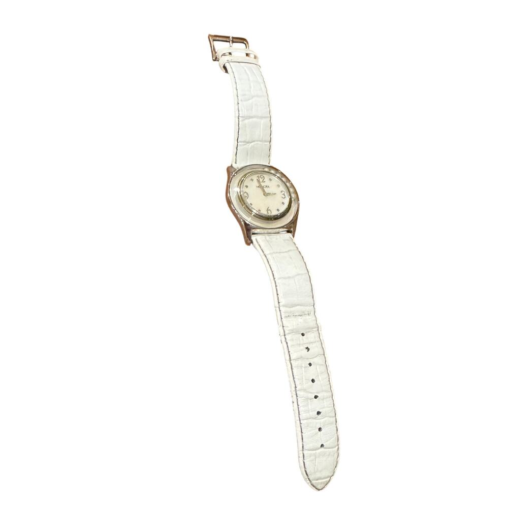 Honora Pearl?? Watch Women 36mm Silver Tone MOP Dial Leather Band Untested READ
